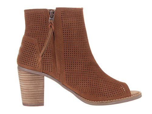 TOMS Botines peep toe perforados de Mallorca para mujeres en tama?o canela 9.5