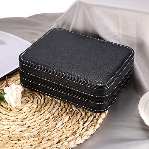 TOOGOO Caja De Relojes con Cremallera Negra Estuche De Viaje – Colección Organizador De Reloj - Cuero De La PU (Negro-4 Ranuras)