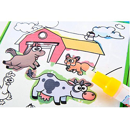 TOOGOO Magic Water Drawing Book, Libro de colorear, Doodle Magic Pen Animals Painting