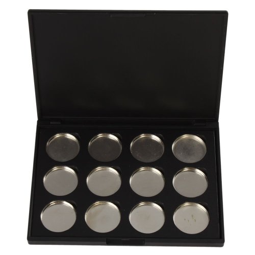TOOGOO(R) Maquillaje cosmeticos vacios 12 piezas de aluminio magnetico de sombra de ojos paleta de sombra de ojos del pigmento Caja
