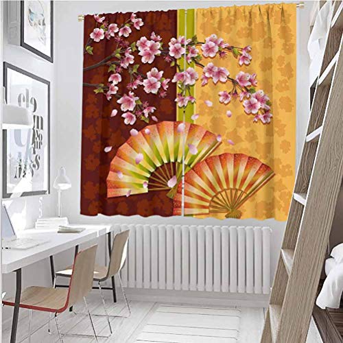 Toopeek - Cortina de aislamiento térmico con diseño floral Sakura Blooms con figuras japonesas de mano, diseño auténtico para sala de estar o dormitorio (42 x 84 cm), color rosa