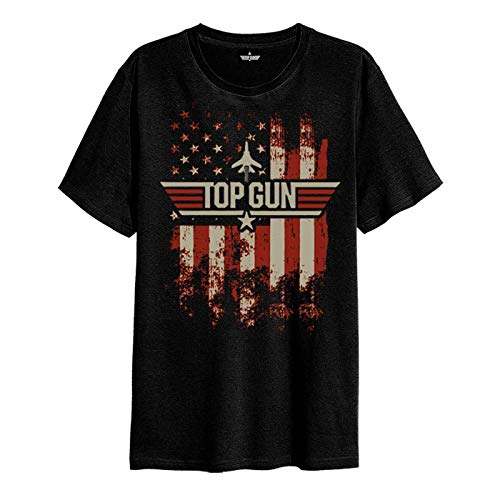 Top Gun Short Sleeve Classic Fit Shirt Camiseta, Deep Black, Medium Unisex Adulto