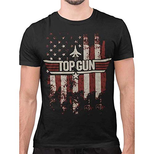 Top Gun Short Sleeve Classic Fit Shirt Camiseta, Deep Black, Medium Unisex Adulto