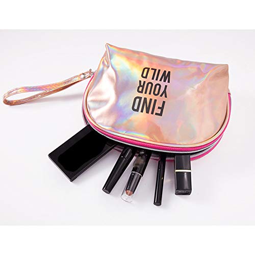 Topdo - 1 bolsa de maquillaje práctica para maquillaje, cosméticos, pintalabios, bolsas, organizador, para mujeres, hombres, adolescentes, niñas, regalo de Navidad, color marrón