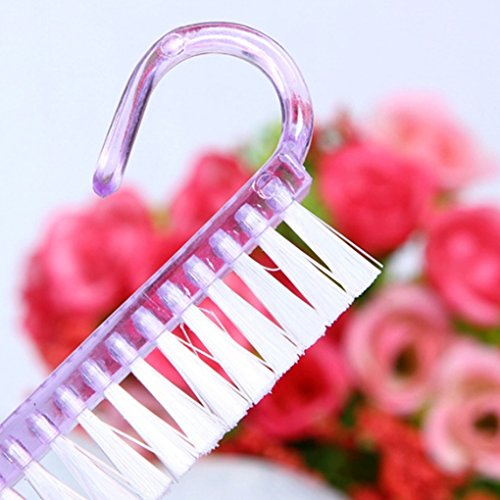 Topker Misscheering Rosa/Púrpura Cepillo de Uñas de Plástico Cepillo Limpio de Polvo de Tamaño Pequeño Nail Arts Herramientas de Manicura Mini Estilo Color Aleatorio