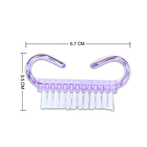 Topker Misscheering Rosa/Púrpura Cepillo de Uñas de Plástico Cepillo Limpio de Polvo de Tamaño Pequeño Nail Arts Herramientas de Manicura Mini Estilo Color Aleatorio