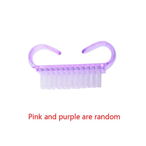 Topker Misscheering Rosa/Púrpura Cepillo de Uñas de Plástico Cepillo Limpio de Polvo de Tamaño Pequeño Nail Arts Herramientas de Manicura Mini Estilo Color Aleatorio