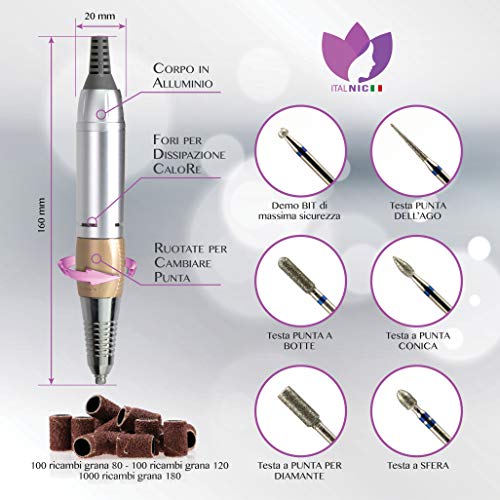 Torno Para Uñas Profesional 35000 Rpm Kit Utensilios Fresas Pulidor Limador Electrica De Cuticulas Manicura Pedicura 6 Puntas Y 300 Recambios Para Limar Esmalte Semipermanente Accesorios Set Taladro