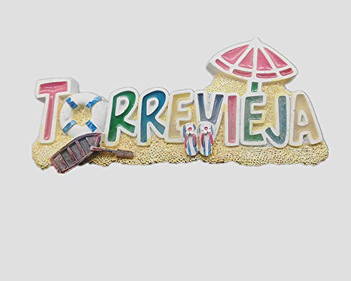 Torrevieja España 3d imán para nevera hogar y cocina, imán magnético de polirresina Torrevieja España nevera imán recuerdo turístico regalo (3)
