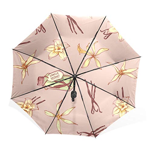 Tote Paraguas Colorido Retro Chica Botella de Perfume Portátil Paraguas Plegable Compacto Protección contra Rayos UV A Prueba de Viento Viaje al Aire Libre Mujeres Paraguas de Viaje para muj