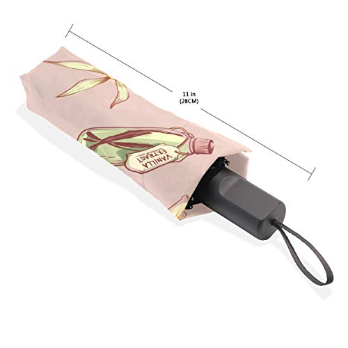 Tote Paraguas Colorido Retro Chica Botella de Perfume Portátil Paraguas Plegable Compacto Protección contra Rayos UV A Prueba de Viento Viaje al Aire Libre Mujeres Paraguas de Viaje para muj