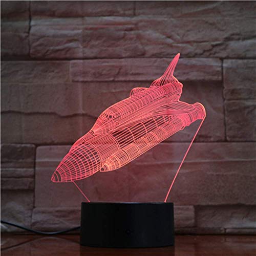 Touch Space Ship Rocket Night Light LED Panel de acrílico estéreo Decoración de mesa 7 colores Cambiar lámpara de dormitorio