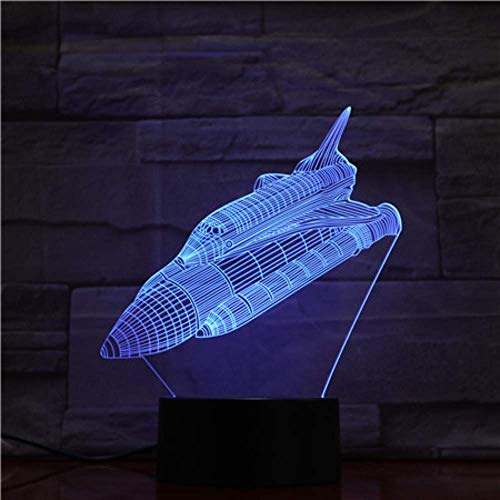 Touch Space Ship Rocket Night Light LED Panel de acrílico estéreo Decoración de mesa 7 colores Cambiar lámpara de dormitorio