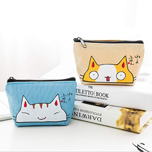 TOYANDONA 3 unids Gato de Dibujos Animados Impreso Monedero Encantador Impermeable Oxford Tela Carteras con Cremallera Titular de la Tarjeta (Color al Azar)