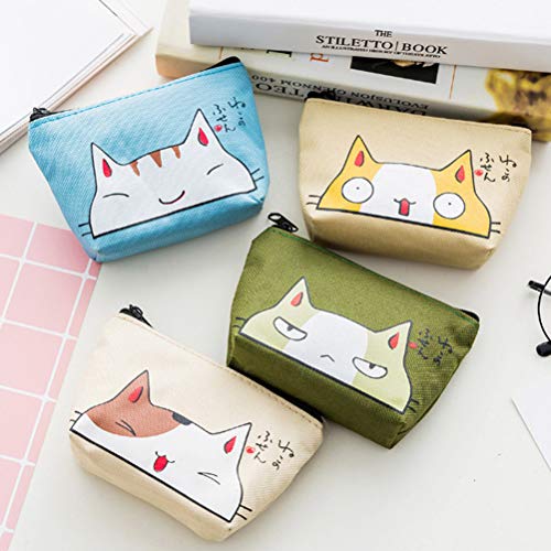 TOYANDONA 3 unids Gato de Dibujos Animados Impreso Monedero Encantador Impermeable Oxford Tela Carteras con Cremallera Titular de la Tarjeta (Color al Azar)