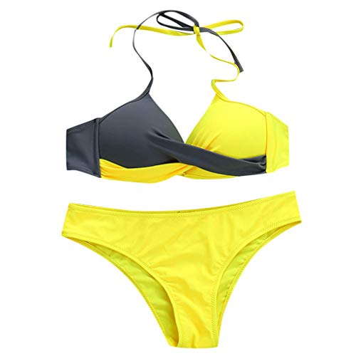 Traje de Baño Bikini Mujer 2019 Bikinis Sujetador Push-up Sexy Traje de Baño de Dos Piezas Bohemio BañAdores Tops y Braguitas Ropa de Playa vikinis riou (Gris, M)