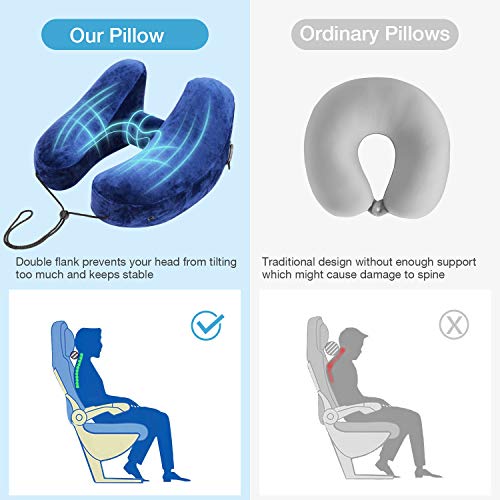 Trayousin Trayousin Almohada Viaje Hinchable, Almohada Cuello con Capucha Forma H Soporte Confort Cervical, Almohada de Viaje Portátil para Avión Coche Tren Oficina