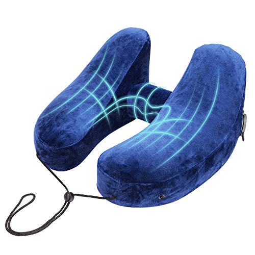 Trayousin Trayousin Almohada Viaje Hinchable, Almohada Cuello con Capucha Forma H Soporte Confort Cervical, Almohada de Viaje Portátil para Avión Coche Tren Oficina