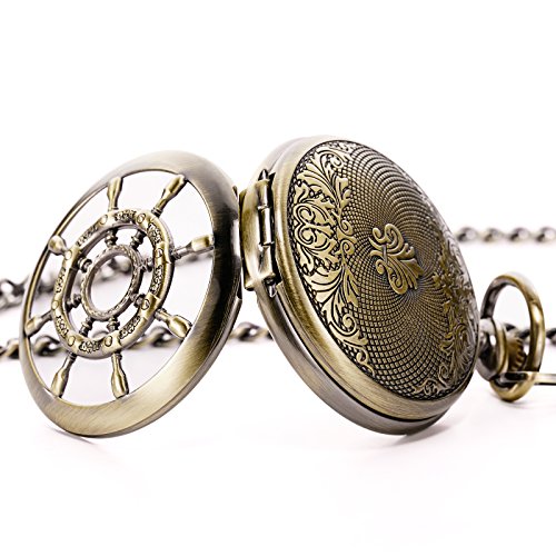 Tree weto Taschenuhr con cadena hombre Bronce doppelabdeckungen Números Romanos Retro Reloj Taschenuhren mecánico Pocket Watch
