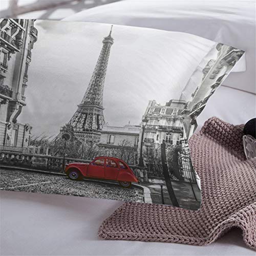 Treer Juego de Ropa de Cama 3 Piezas, Microfibra 3D Moderno Ciudad Juego de Fundas de Edredón Incluye 1 Funda Nórdica y 2 Funda de Almohada (220x240cm,París)