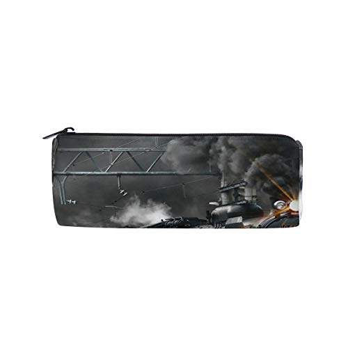 Tren de vapor Locomotora Viejo Portalápices Estudiante Bolsa Bolsa de la Escuela Redonda Bolsa de Maquillaje para Niño Niña