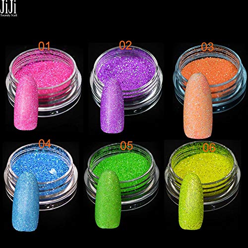 Trendy Nail 1g 6 unids/set Nueva Llegada Nail Art Glitters Decoración Fluorescencia Shinning Nails Glitter Powder Dust JIYG01-06