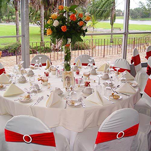 Trimming Shop Verde Oliva Elastica Spandex Silla Banda con Hebilla, Elástico Fijación para Seguridad Paño Fundas de Asiento para Silla Cubierta Decoración, Boda Recepción y Decoración Fiesta, 100Pcs