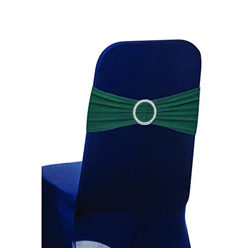 Trimming Shop Verde Oliva Elastica Spandex Silla Banda con Hebilla, Elástico Fijación para Seguridad Paño Fundas de Asiento para Silla Cubierta Decoración, Boda Recepción y Decoración Fiesta, 100Pcs