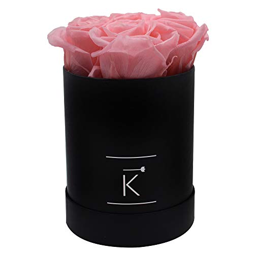 Triple K Rosas Caja Round Black, Infinity Rosas, hasta 3 años Agarre Bar, Flower Box Caja de Regalo Incluye Tarjeta de felicitación