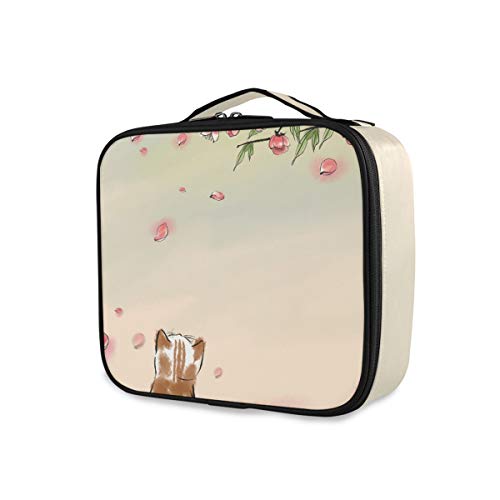 Triste Rosa Rosa Gato Gatito Bolsa de Maquillaje Organizador de Cosméticos Portátil Estuche Mochila con Divisor Ajustable para Mujeres Niñas