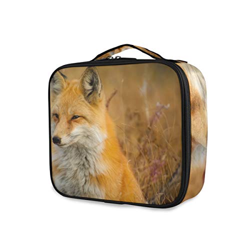 Triste Zorro Salvaje Bolsa de Maquillaje Organizador de Cosméticos Portátil Estuche Mochila con Divisor Ajustable para Mujeres Niñas