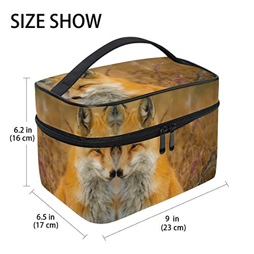 Triste Zorro Salvaje Organizador Bolsa de Cosméticos Bolsas Neceseres de Maquillaje Estuche de Aseo de Tocador para Mujeres Señoras Niñas