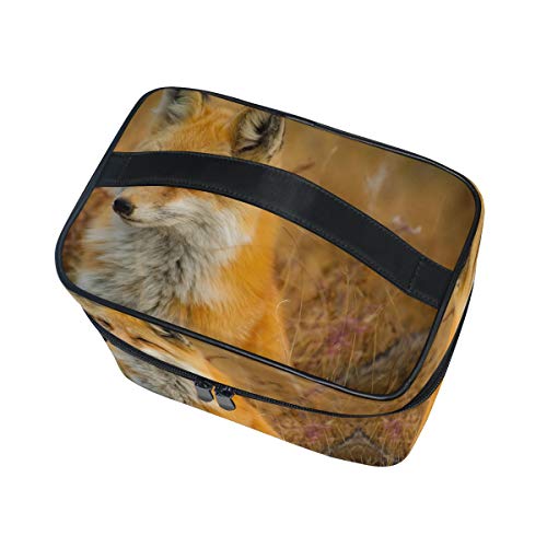 Triste Zorro Salvaje Organizador Bolsa de Cosméticos Bolsas Neceseres de Maquillaje Estuche de Aseo de Tocador para Mujeres Señoras Niñas