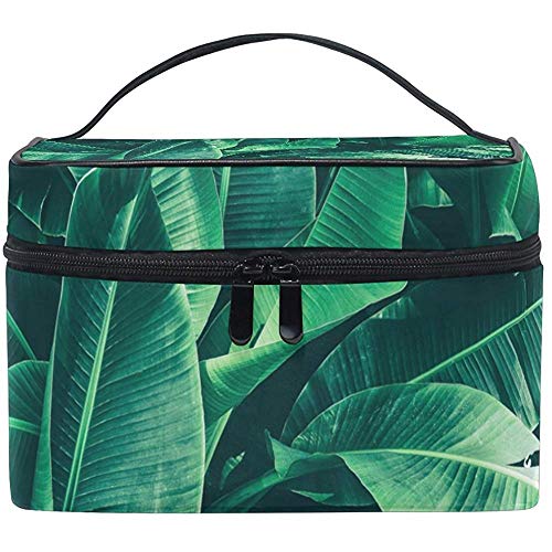 Tropic Banana Leaf Mujeres Bolsa de cosméticos de viaje Estuche de tren de maquillaje portátil Bolsa de aseo Organizador de belleza