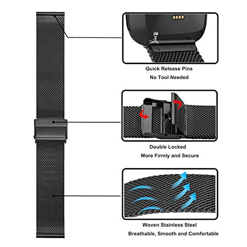 TRUMiRR Compatible con Fitbit Versa/Versa 2 Mujer Hombre Correa de Reloj, Correa de Acero Inoxidable sólida Correa de Metal con Cierre rapido para Fitbit Versa/Versa Lite/Versa Special Edition