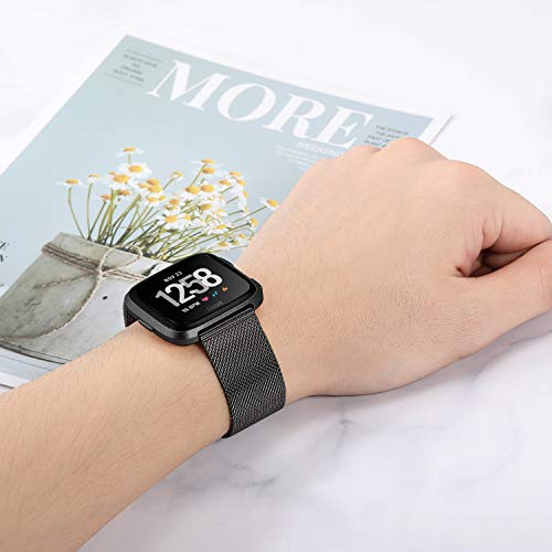 TRUMiRR Compatible con Fitbit Versa/Versa 2 Mujer Hombre Correa de Reloj, Correa de Acero Inoxidable sólida Correa de Metal con Cierre rapido para Fitbit Versa/Versa Lite/Versa Special Edition