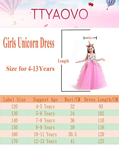 TTYAOVO Vestido de Fiesta con Volantes de Princesa sin Mangas para Niñas Tamaño（120） 4-5 Años 07 Azul