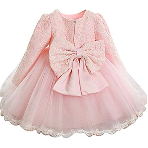 TTYAOVO Vestido de Tul de Manga Larga de la Boda de la Dama de Honor de la Princesa de Las Muchachas del Bebé 4-5 Años Rosado
