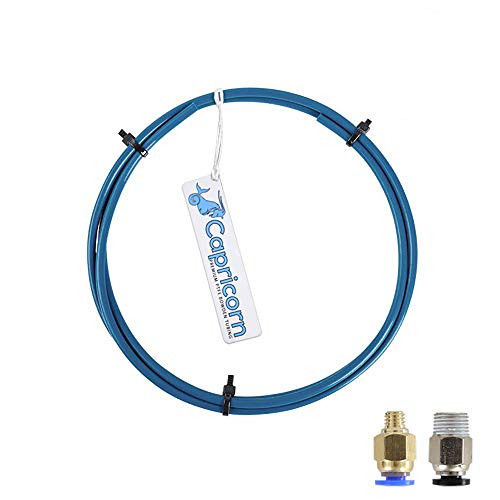 Tubo de PTFE, auténtico tubo de teflón PTFE Capricornio (1 metro en total) con 1 conector neumático pc4-M6 y 1 conector pc4-M10 para impresora 3D filamento de 1,75 mm
