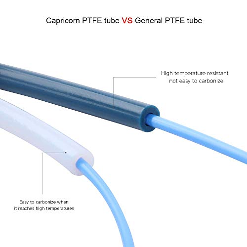 Tubo de PTFE, auténtico tubo de teflón PTFE Capricornio (1 metro en total) con 1 conector neumático pc4-M6 y 1 conector pc4-M10 para impresora 3D filamento de 1,75 mm