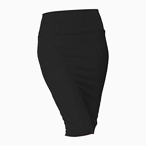 TUDUZ Mujeres Falda Midi Cintura Alta Elasticidad Bodycon Tubo Falda LáPiz CóModo Falda para Ropa De Oficina (Negro, XL)