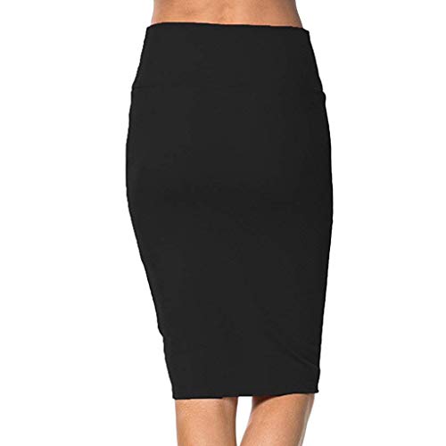 TUDUZ Mujeres Falda Midi Cintura Alta Elasticidad Bodycon Tubo Falda LáPiz CóModo Falda para Ropa De Oficina (Negro, XL)