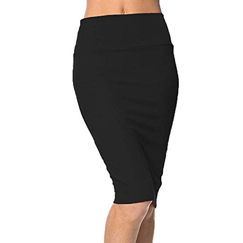 TUDUZ Mujeres Falda Midi Cintura Alta Elasticidad Bodycon Tubo Falda LáPiz CóModo Falda para Ropa De Oficina (Negro, XL)