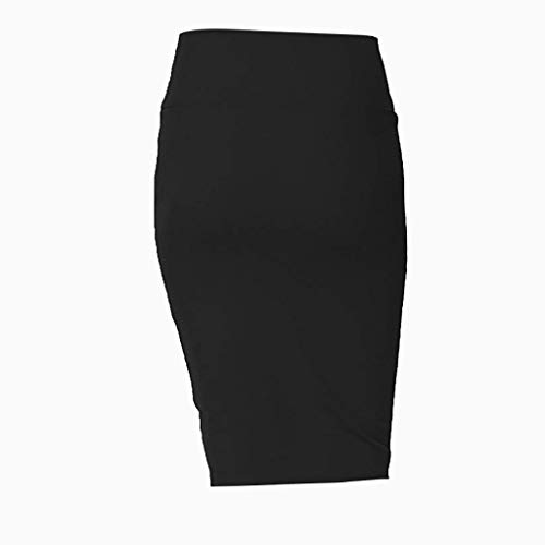 TUDUZ Mujeres Falda Midi Cintura Alta Elasticidad Bodycon Tubo Falda LáPiz CóModo Falda para Ropa De Oficina (Negro, XL)