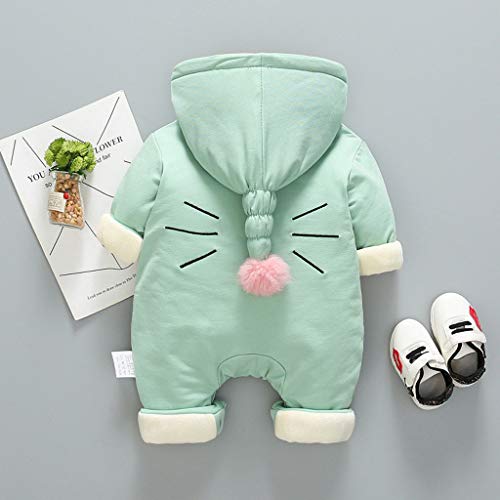 TUDUZ Sudadera con Capucha Unisex Bebé Manga Larga Tops Impresión De Ojos de Oreja Animal Abrigo Cremallera Mono (Verde, 90)