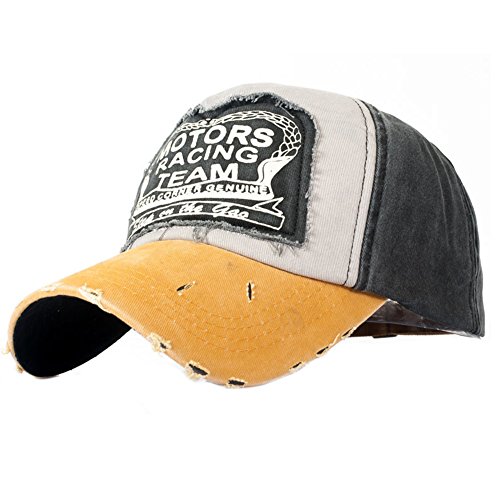 Tuopuda® Unisex Gorra de béisbol algodón Mezclado Motocicleta Gorra molienda Borde Haga Viejo Sombrero (Amarillo)