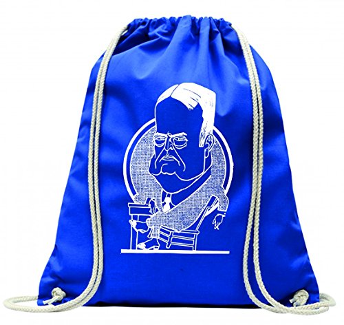 'Turn Bolsa "Dibujos Animados de escritorio de grasa de macho de muñeco de Retro con cordón – 100% algodón de bolsa Con Asas De Mochila de bolsa de deporte, azul