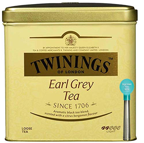Twinings Té Suelto - Earl Grey Tea - Famosa Mezcla de Refinado Té Negro, Embellecido con Bergamota, con un Sabor Suave y un Color Intenso - Lata 100 g