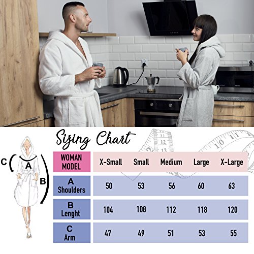 Twinzen Bata Baño con Capucha, Albornoz 100% Algodón para Mujer (L, Gris Estaño), 2 Bolsillos, Cinturón Certificado Oeko Tex - Bata de Baño - Albornoz Suave, Absorbente y Cómodo