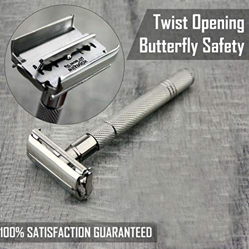 Twist Open Butterfly Safety Razor Classic Afeitar Peluquería Vintage (no incluye cuchillas)